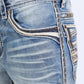 Holt Summit Chevron Slim Boot Cut Jean - Light Blue, Platini close up front pocket
