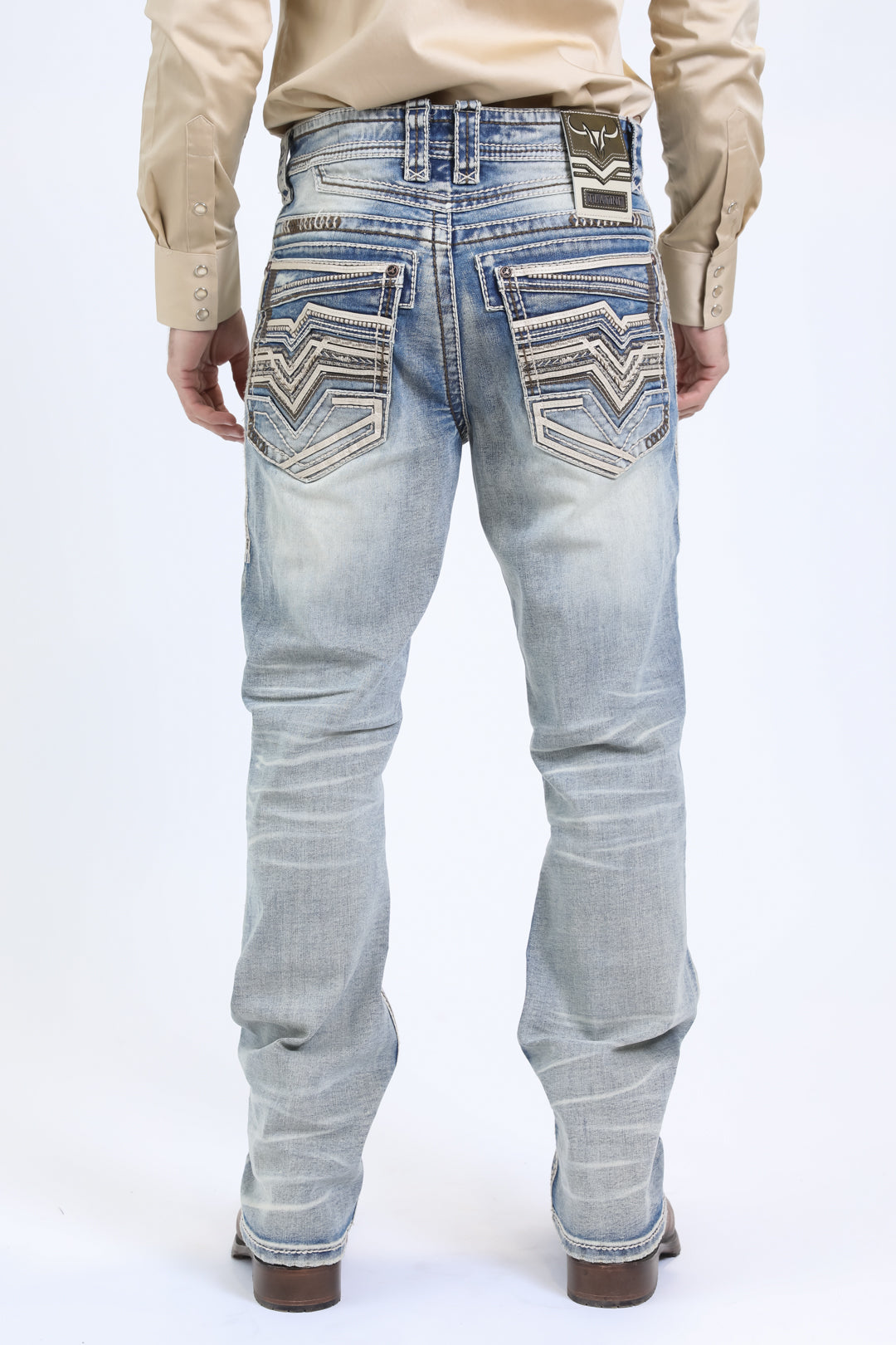 Holt Summit Chevron Slim Boot Cut Jean - Light Blue, Platini back