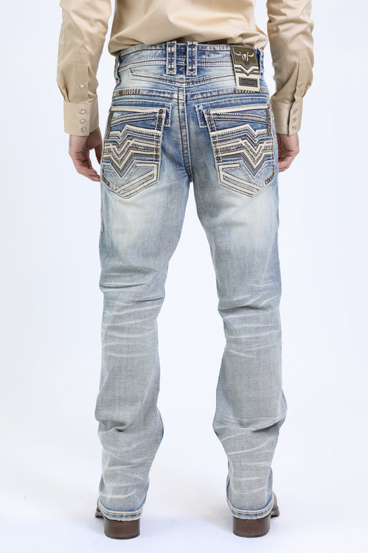 Holt Summit Chevron Slim Boot Cut Jean - Light Blue, Platini back