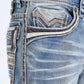 Holt Summit Chevron Slim Boot Cut Jean - Light Blue, Platini close up front 