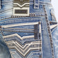 Holt Summit Chevron Slim Boot Cut Jean - Light Blue, Platini close up stitching pocket