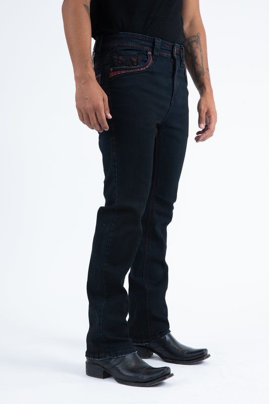 black two-tone bootcut jean men platini side