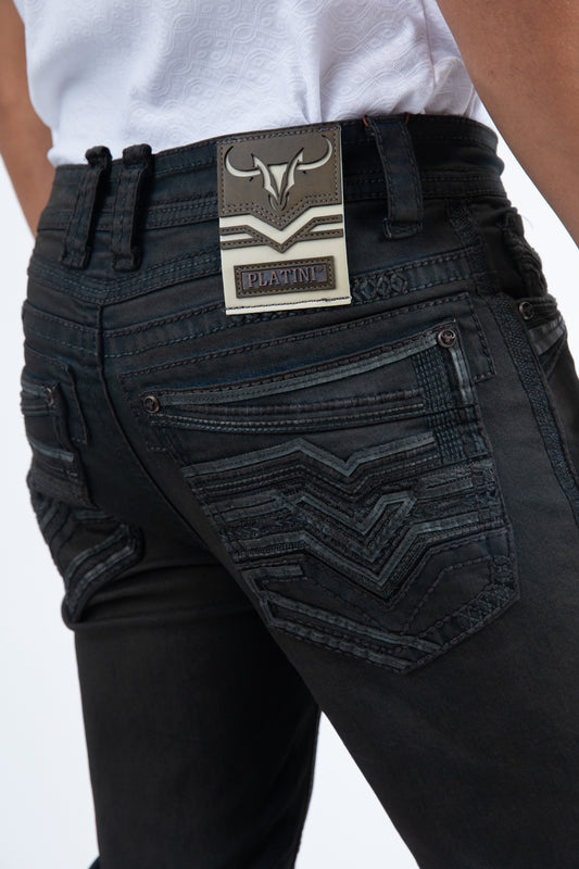 dark stone slim boot cut jeans men holt platini back pocket