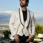 ivory jacquard blazer vest set men platini