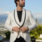 ivory jacquard blazer vest set men platini lifestyle