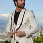 ivory jacquard blazer vest set men platini detail
