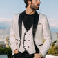 white cream jacquard blazer vest set men platini lifestyle