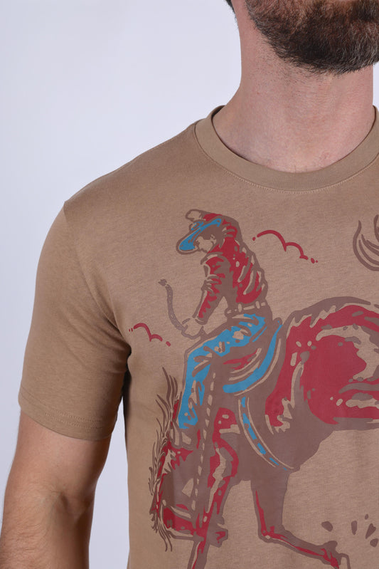 khaki cowboy rodeo print tee detail platini