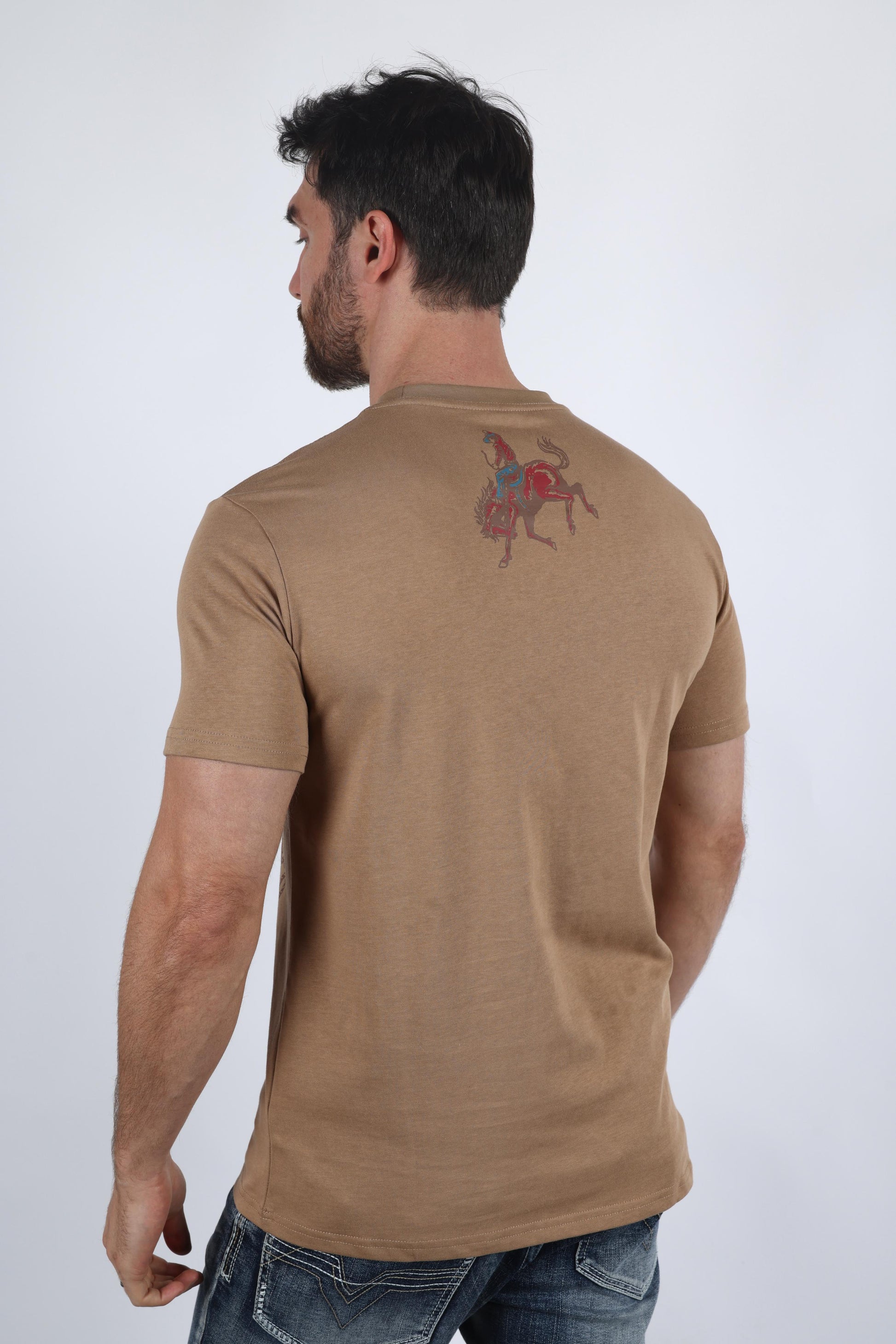 khaki cowboy rodeo print tee back platini