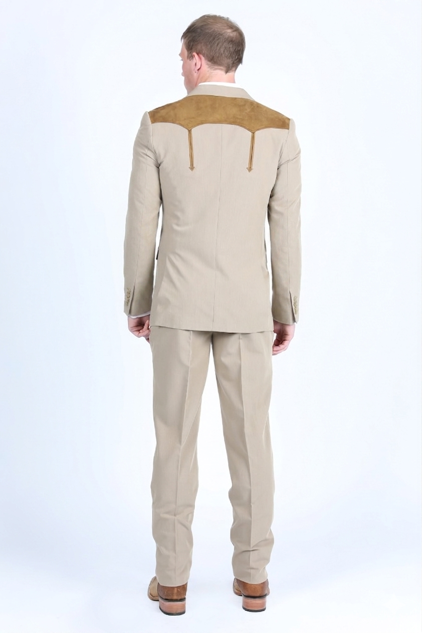 khaki western sport suit men platini back