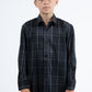 Kid's Checkered Long Sleeve Black Shirt
