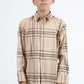 Kid's Checkered Long Sleeve Khaki/Brown Shirt