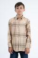 Kid's Checkered Long Sleeve Khaki/Brown Shirt