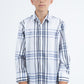 Kid's Checkered Long Sleeve White Shirt