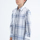 Kid's Checkered Long Sleeve White Shirt
