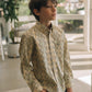 Kid's Cotton Beige Aztec Digital Print Dress Shirt
