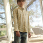 Kid's Cotton Beige Aztec Digital Print Dress Shirt