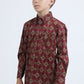 burgundy kids aztec print dress shirt platini side