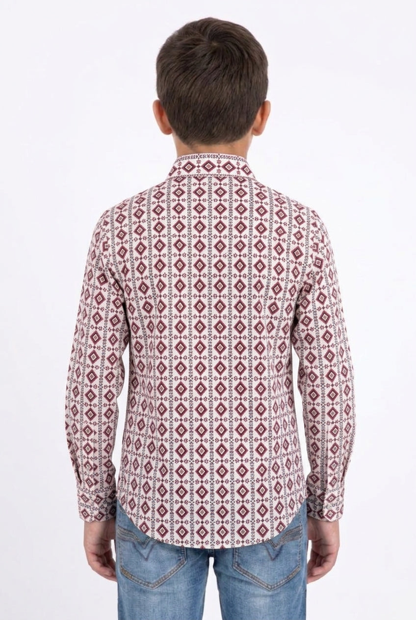 pink kids aztec stripe western shirt platini back