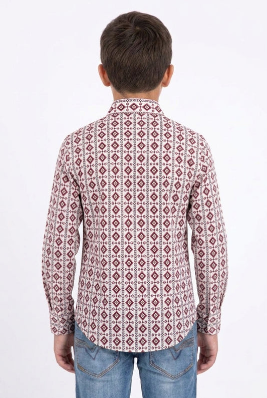 pink kids aztec stripe western shirt platini back
