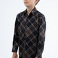 Kid's Checkered Long Sleeve Black Shirt
