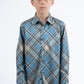 Kid's Checkered Long Sleeve Blue Shirt
