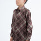 Kid's Checkered Long Sleeve Brown Shirt
