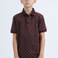 Kids Cotton Modern Fit Stretch Aztec Print Burgundy Polo