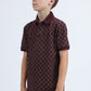 Kids Cotton Modern Fit Stretch Aztec Print Burgundy Polo