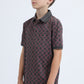 Kids Cotton Modern Fit Stretch Aztec Print Grey Polo