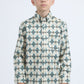 Kid's Cotton Monogram Digital Print Beige Dress Shirt
