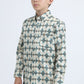 Kid's Cotton Monogram Digital Print Beige Dress Shirt