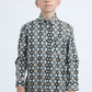 Kid's Cotton Monogram Digital Print Black Dress Shirt