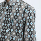 Kid's Cotton Monogram Digital Print Black Dress Shirt