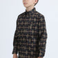Kid's Cotton Monogram Digital Print Black Dress Shirt