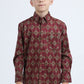 Kid's Cotton Monogram Digital Print Burgundy Dress Shirt