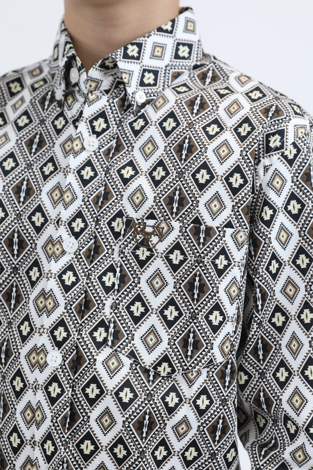 monogram dress shirts Kid's Cotton Monogram Digital Print White Dress Shirt 4 / White