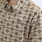Kids Performance Fabric Modern Fit Stretch Aztec Print Beige Polo