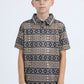 Kids Performance Fabric Modern Fit Stretch Aztec Print Black Polo