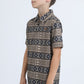 Kids Performance Fabric Modern Fit Stretch Aztec Print Black Polo