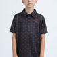 Kids Performance Fabric Modern Fit Stretch Aztec Print Black Polo