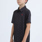Kids Performance Fabric Modern Fit Stretch Aztec Print Black Polo