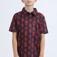Kids Performance Fabric Modern Fit Stretch Aztec Print Black Polo