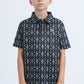 Kids Performance Fabric Modern Fit Stretch Aztec Print Black Polo