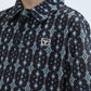 Kids Performance Fabric Modern Fit Stretch Aztec Print Black Polo