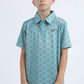 Kids Performance Fabric Modern Fit Stretch Aztec Print Blue Polo