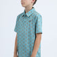 Kids Performance Fabric Modern Fit Stretch Aztec Print Blue Polo