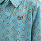 Kids Performance Fabric Modern Fit Stretch Aztec Print Blue Polo