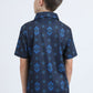 Kids Performance Fabric Modern Fit Stretch Aztec Print Blue Polo