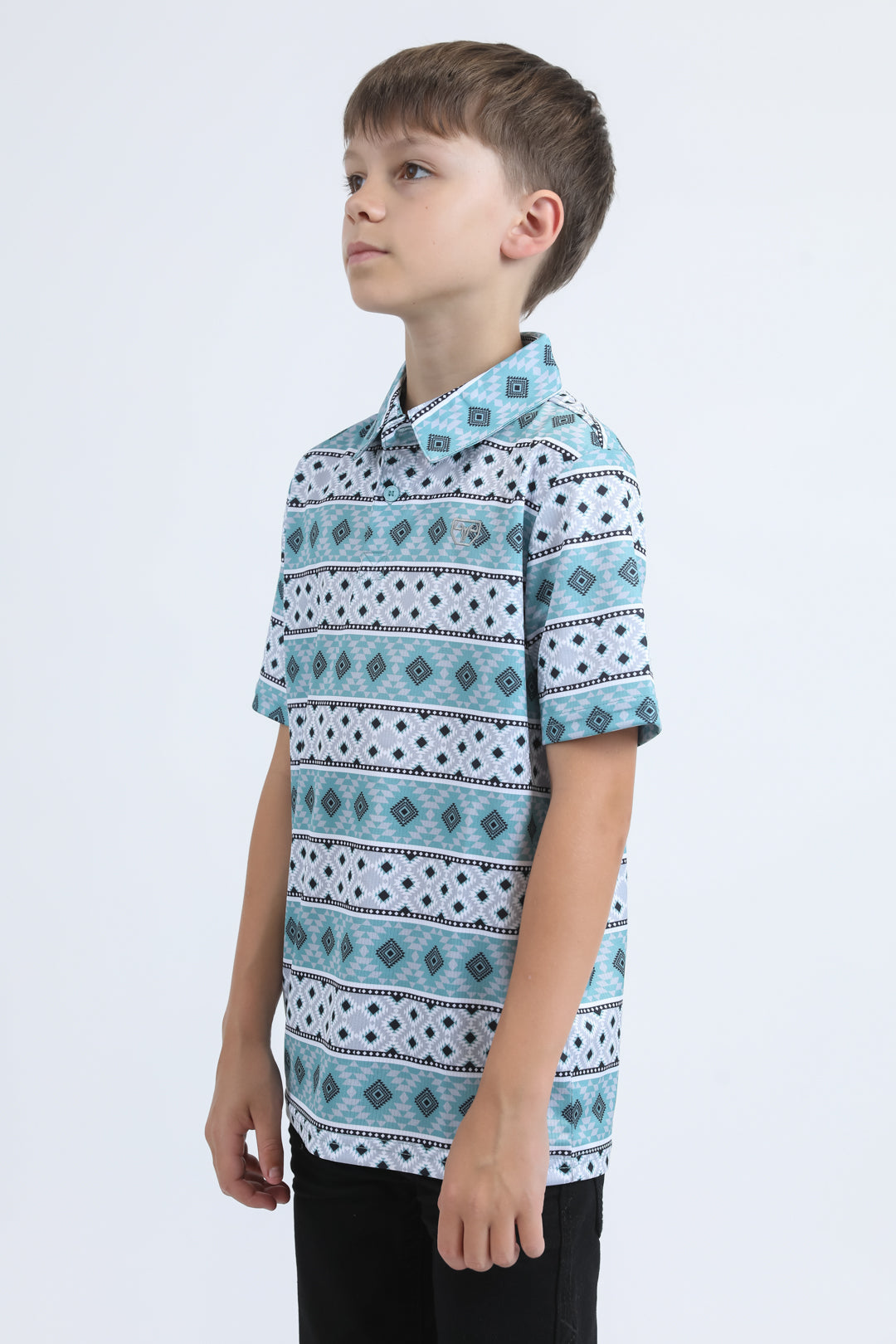blue kids aztec performance polo iii back platini